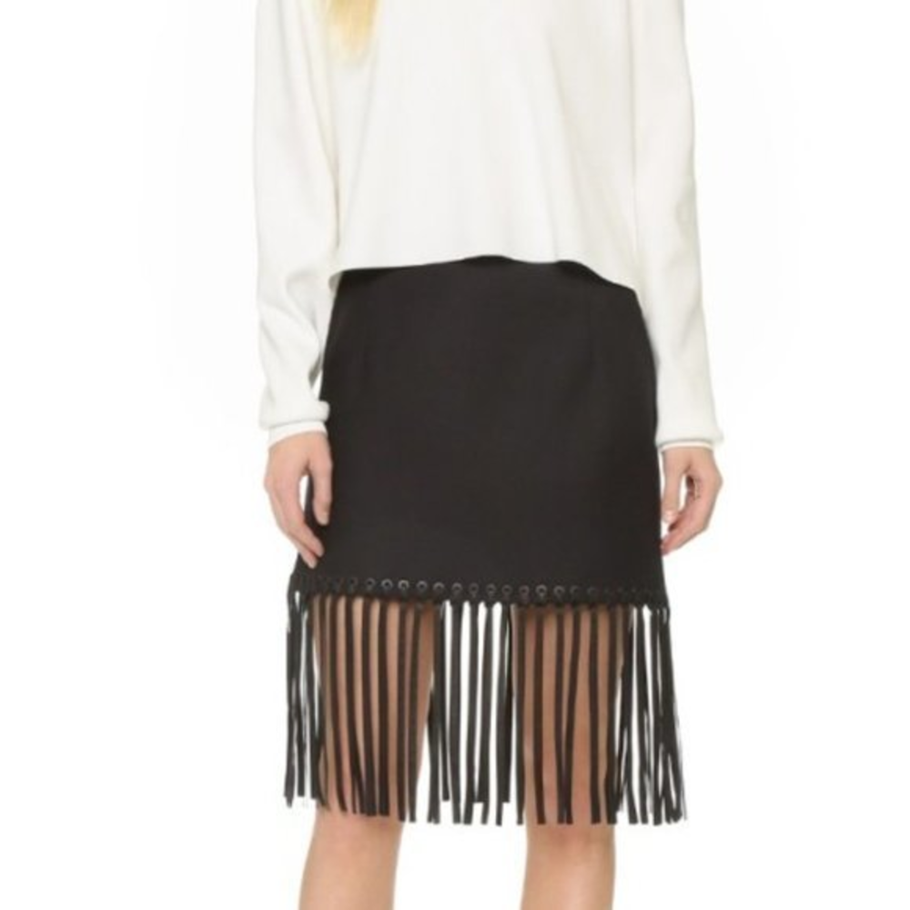 Alexander Wang Cotton mini skirt with leather fringes eyelet and Pockets 4 Small
